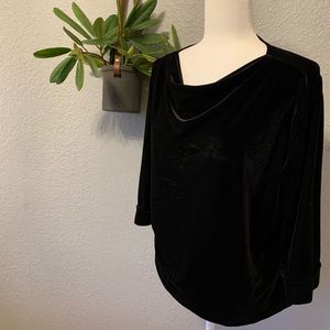 VINTAGE CLIO Velvet Top 80’s Cowl Neck Black L